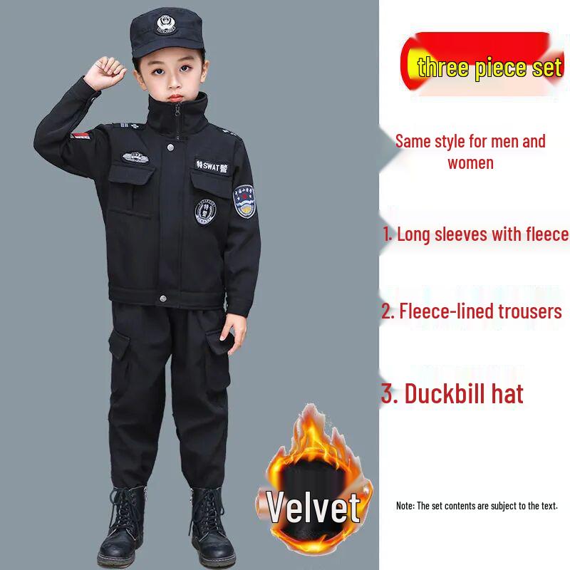 Dětská policejní uniforma - Zimní sametový kostým pro kluky a holky do školky