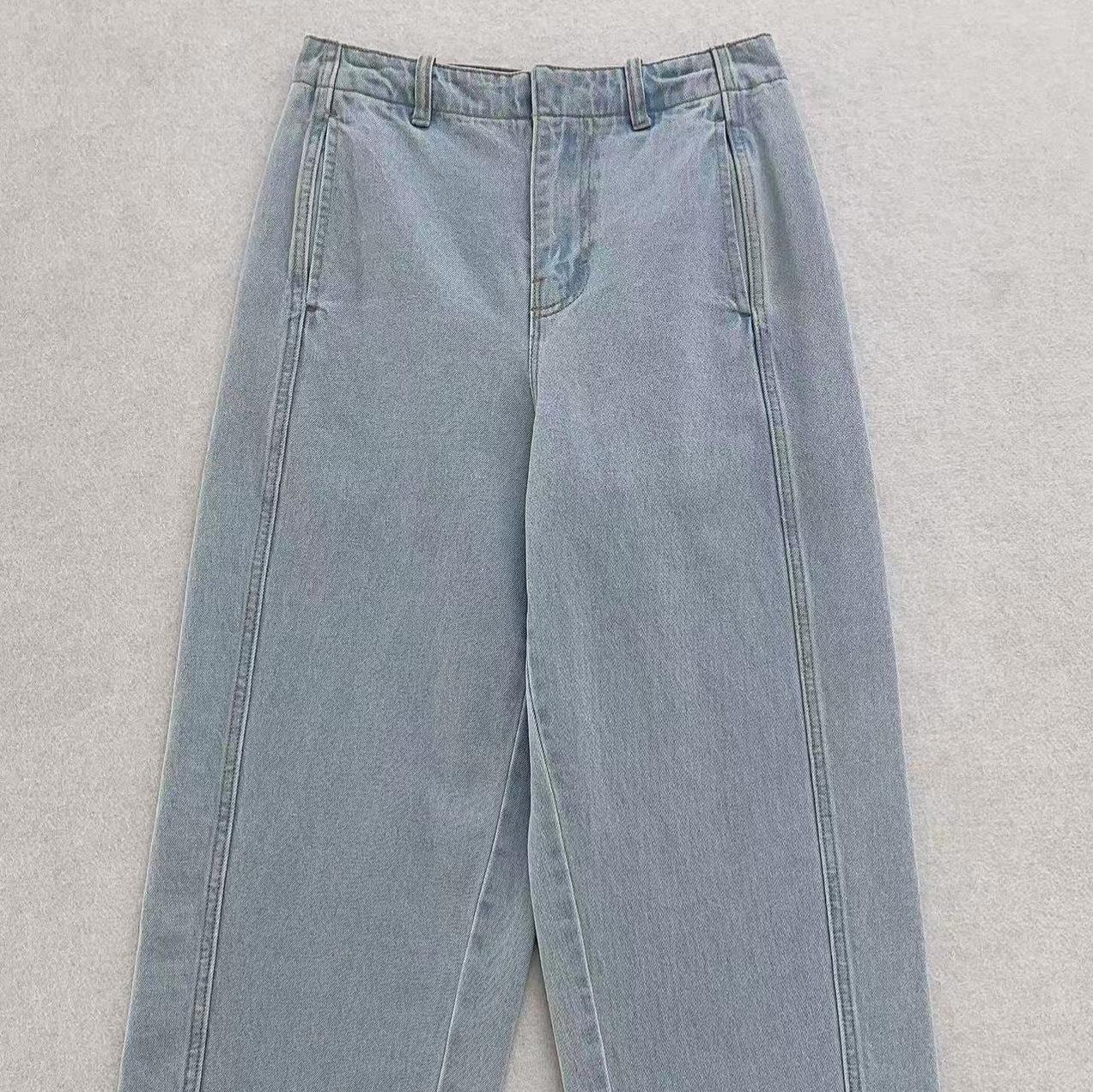 Tapered Washed High-Waist Jeans 2 синий
