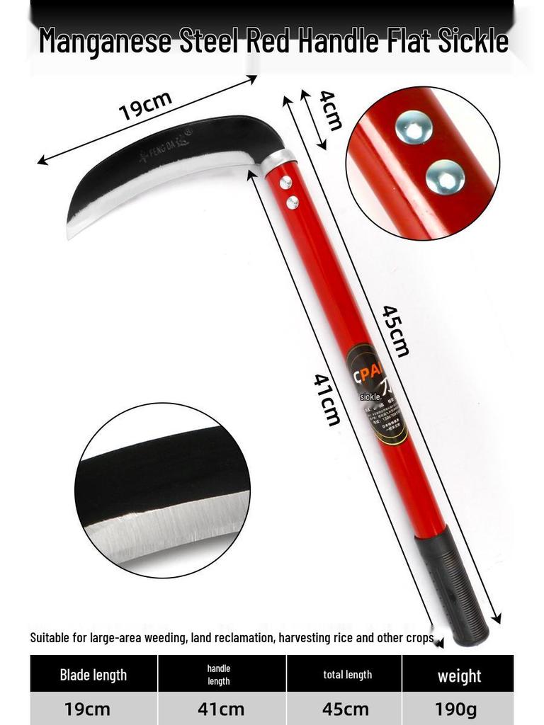 All-Steel Curved Dual-Use Outdoor Sickle: Manganese Steel Weeding and Grass Cutting Tool