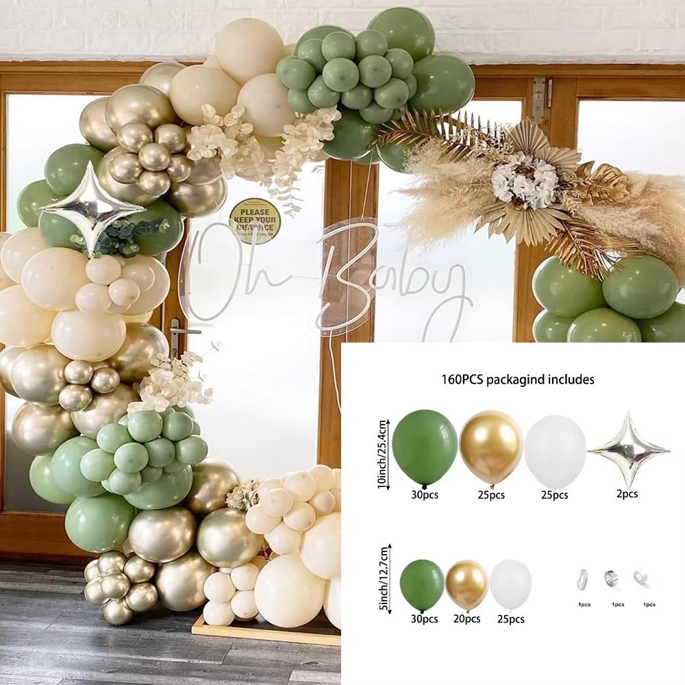 

160pcs Sage Green White Sand Gold Balloon Arch Kit, Suitable for Baby Showers, Birthdays, Engagements, Wedding Party Decorations Other
