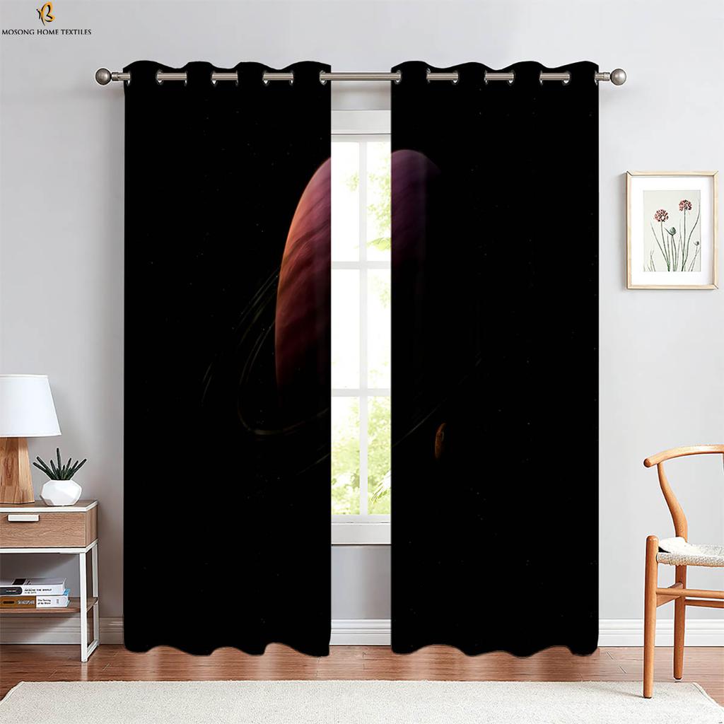 2-Pack Cosmic Starry Sky 3d Printed Curtains Bedroom Living Room Study Atmosphere Decoration Curtains Home Decoration