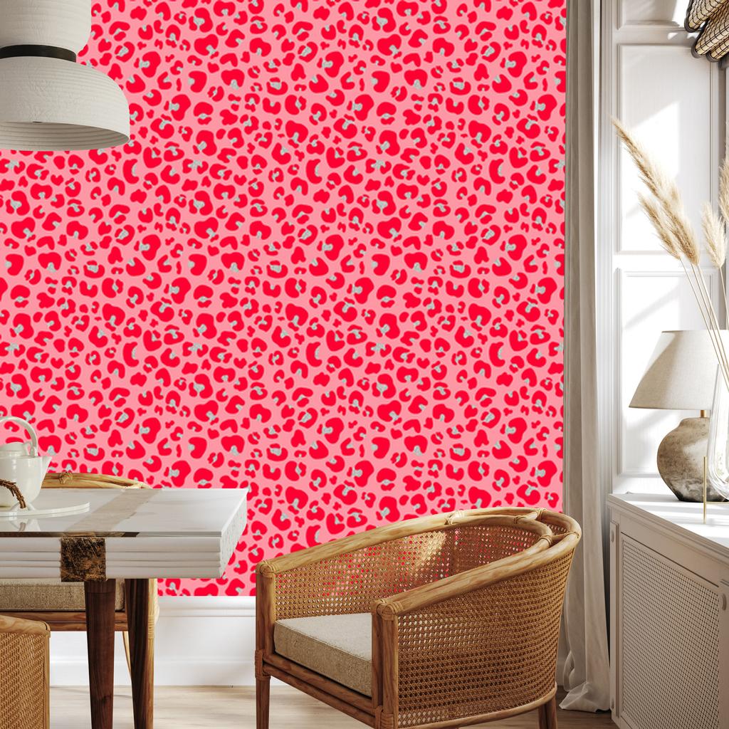 Red Animal Skin Wallpaper Coral and Pink for Living Room and Bedroom 50x1000