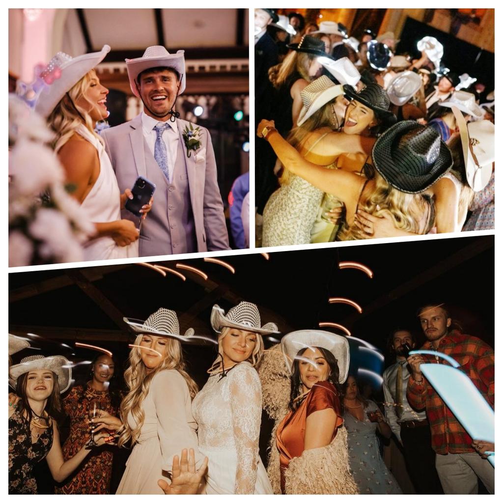4-32Pack Led Cowboy Hats Light Up Party Disco Cowgirl Hats Luminous Western Cowboy Hats for Men Women for Wedding Dance Ball