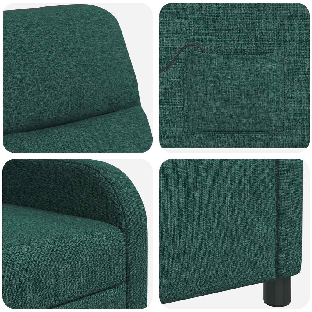 Massage Recliner Dark Green Fabric