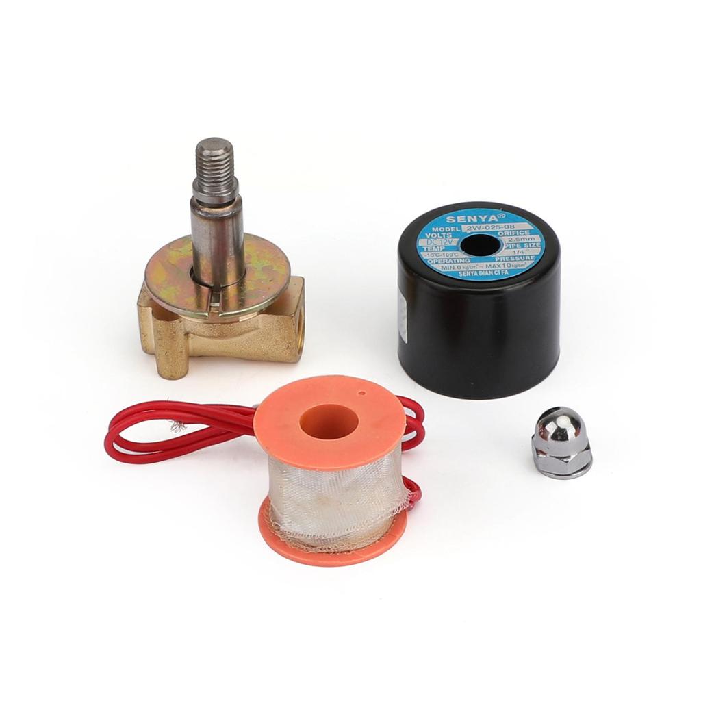 1/4" DC 12V Mässing Normalt Stängd Elektrisk Magnetventil BSP Gas Vatten Luft N/C