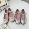 Fashion Cute Lolita Shoes Women Ballet Sneakers Round Toe Bowtie Mary Jane Shoes College Ladies High Heels Elegant Pumps Wedding Shoes