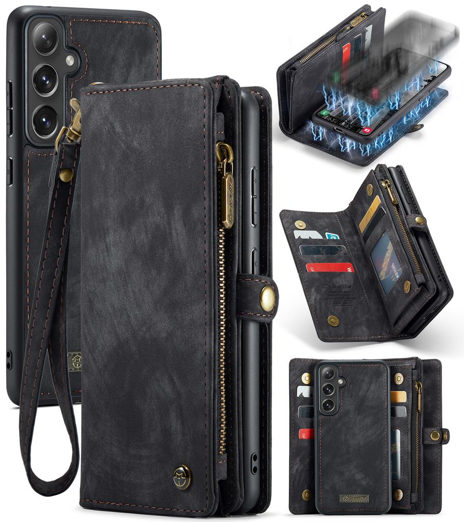 Для Samsung Galaxy S24+ Чехлы для телефона CASEME Кожаный чехол со съемным кошельком и ремешком