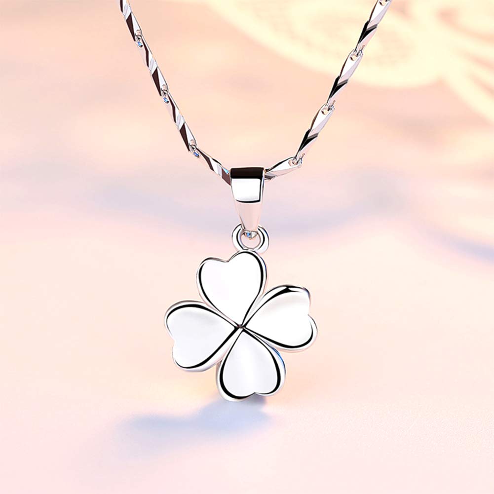 Popular 999 45cm Gift Box Included [ABNII] Women's Necklace, Four-leaf Clover, Silver, Chain, Adjustable, Hypoallergenic, Clover, Lucky, Pendant,