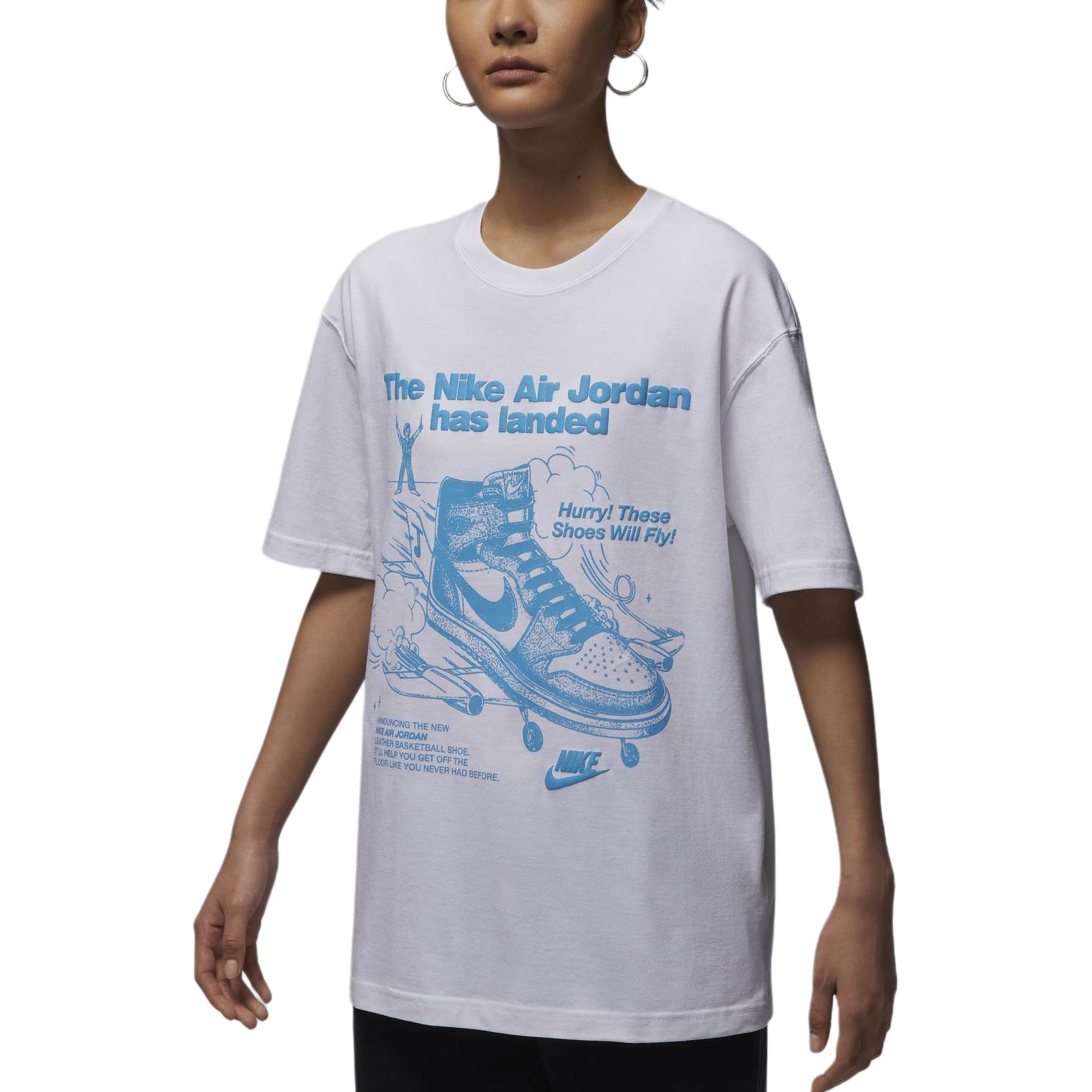 

Jordan Oversized Vintage Logo Loose Short Sleeve T-Shirt Women tops White HJ0137100 S