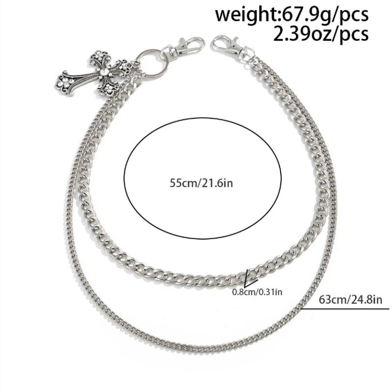 Punk Style Cross Waist Chains for Women Unisex Personality Metal Trousers Chain Gifts Accessories
