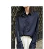 Women's Retro Hong Kong Style Loose White Satin Shirt