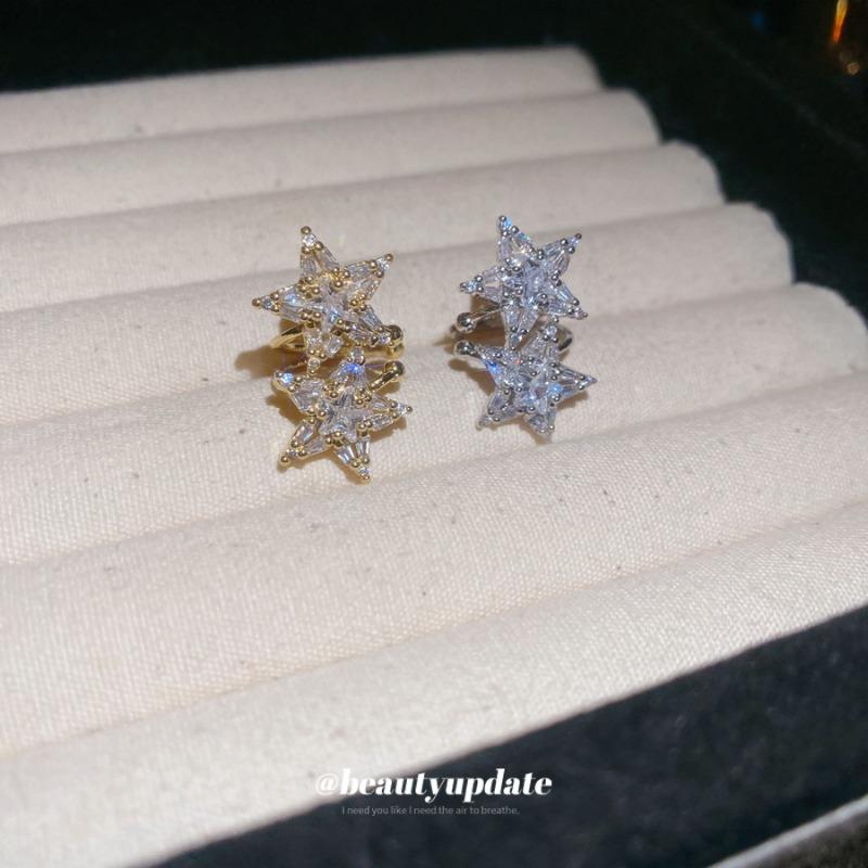 Zircon simple star no ear piercings earbone clip niche design fashion earclip earrings light luxury high-end earrings women