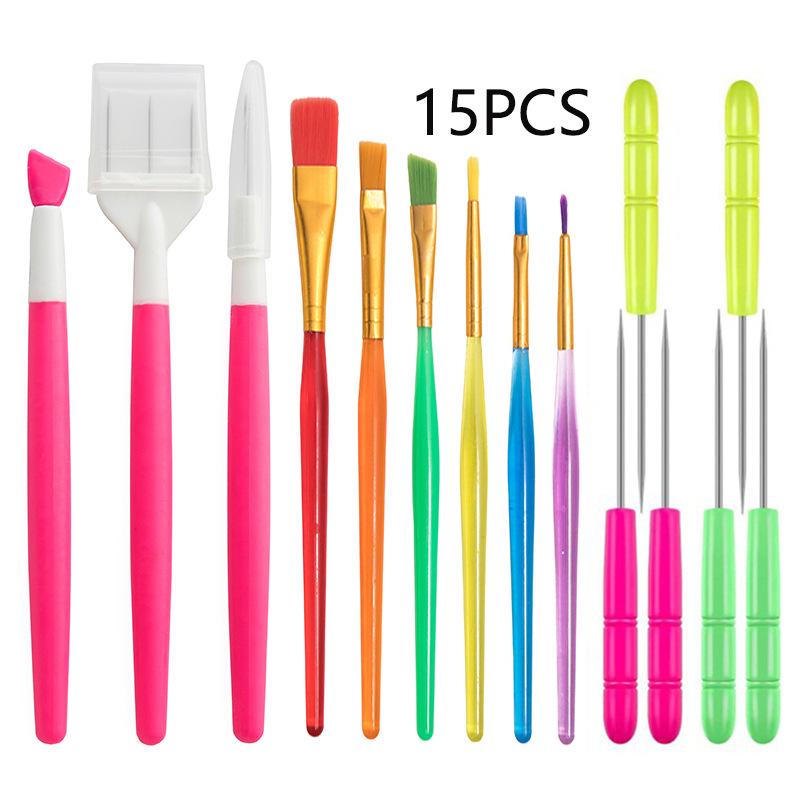 12dílná sada nástrojů na zdobení dortů a sušenek: Štětce, Nástroje na fondán, Jehly, Pinzety pro kávové umění.