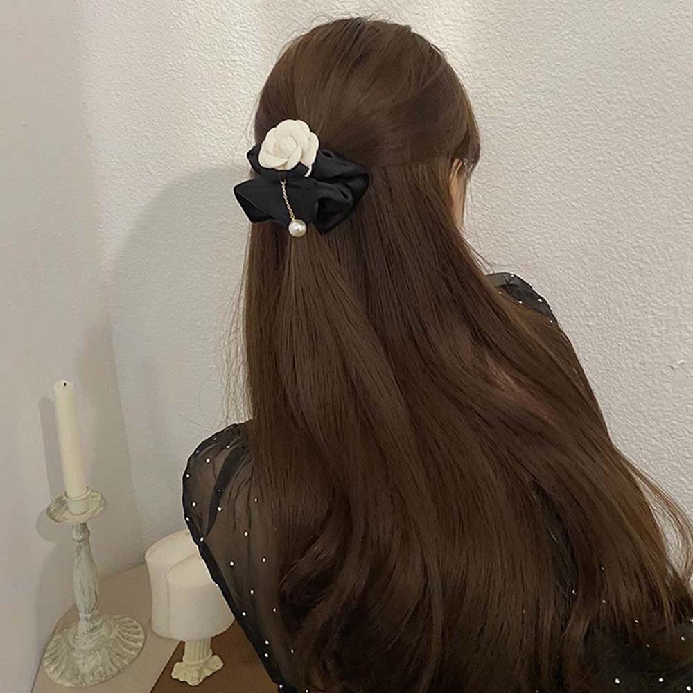 Fashion Pearl Girls Cloth Women Camellia Scrunchies Elastic Hair Rope Hair Circle Hair Bands