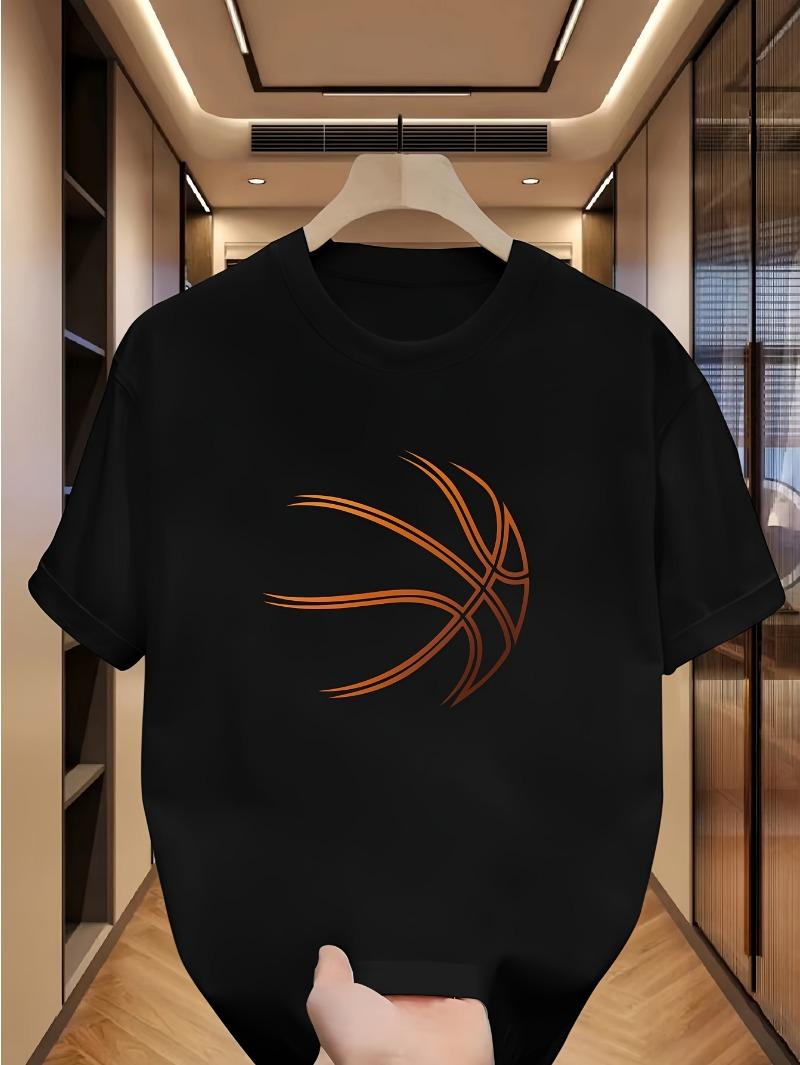 Trendy basketball print men s T-shirt S чёрный