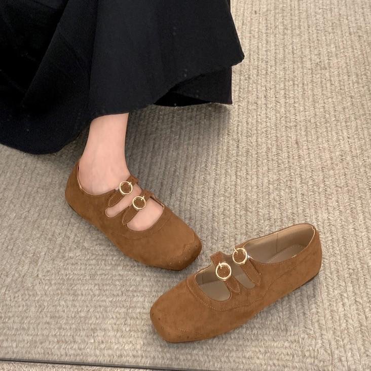 Queen Fan retro black French flat-bottomed shallow mouth single shoes women's 2025 new autumn soft-soled Mary Jane shoes