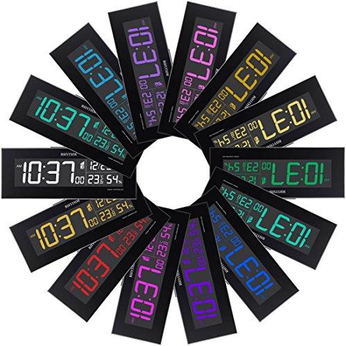 RHYTHM Iroria Alarm Clock, Radio-Controlled, Digital, Gradient LED, 365-Color Display, AC Powered, White, 8RZ173SR03