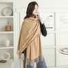 Soft Warm Wool Blend Scarf Women Winter Thick Solid Color Long Shawl With Fringe