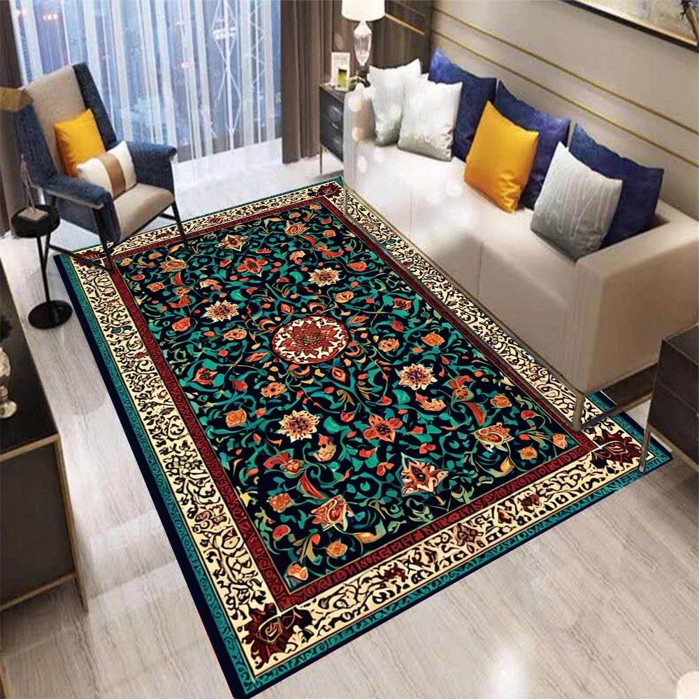 Retro Persia Bohemian Flowers Plant Carpet Living Room Sofa Bedroom Bedside Kitchen Entrance Door Mat Non-Slip Home Decor Rug