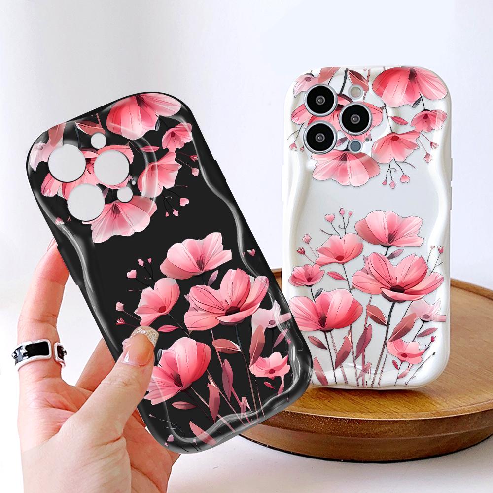 Cartoon Pattern Cream Texture Casing Wavy Edge Soft Silicone Cover Phone Case for IPhone Samsung Huawei Honor Xiaomi Redmi Infinix Tecno