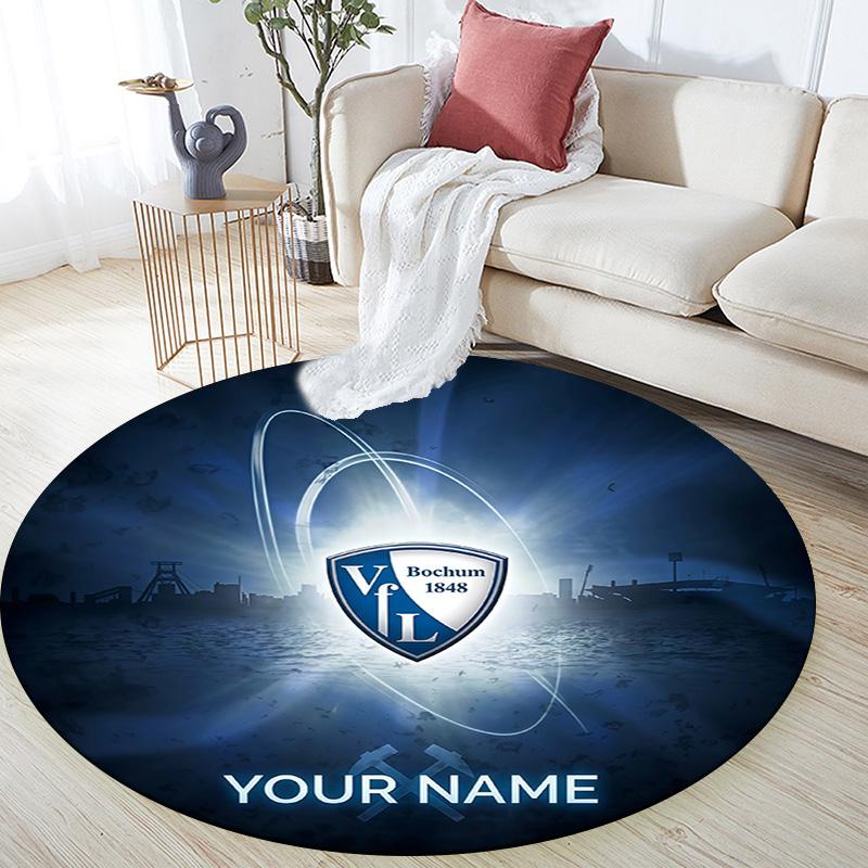 Custom Name VfL Bochum Round Area Rug,Carpet Rug for Living Room Bedroom Sofa Playroom Decor,Non-slip Floor Mat
