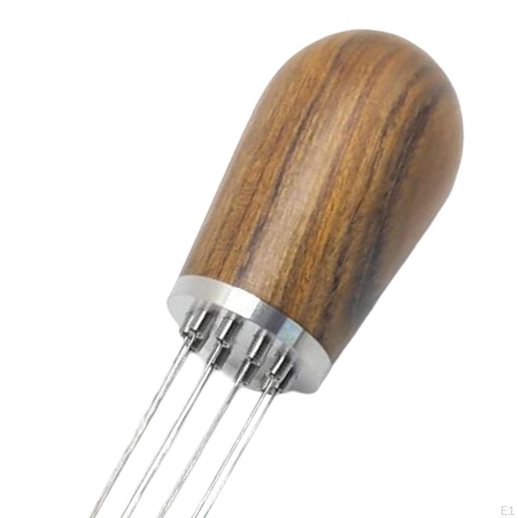 0.35mm Coffee Distributor Gadget Practical Sturdy Gifts Manual Wooden Handle Stainless Steel