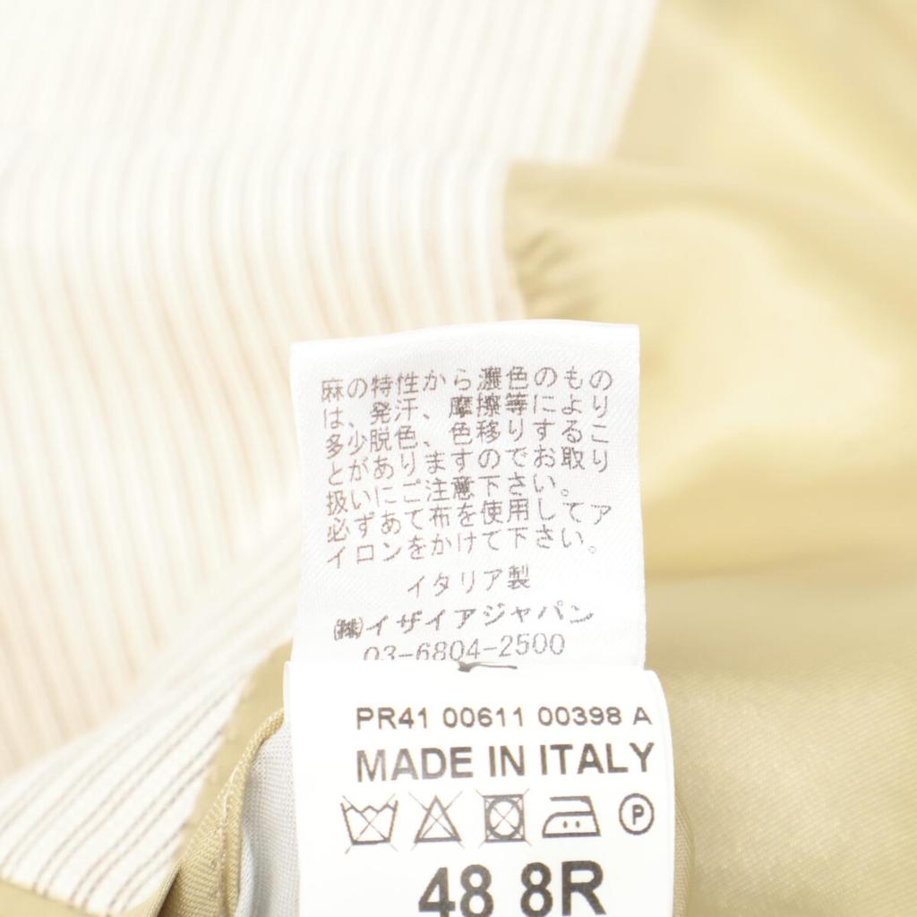ISAIA CAPRI 21GSI Silk x Linen Base Stripe Single Jacket Jacket 48 beigeUsed