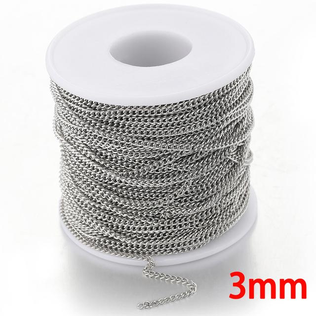 2 meters Stainless Steel Rolo Bulk Chains Cable Link Chain for Neckalce Bracelet Jewelry Making DIY Accessories Wholesale