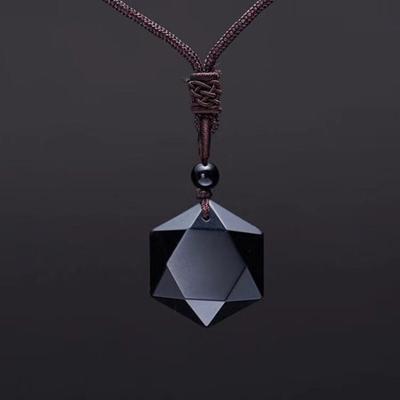 ZRM Fashion Black Obsidian Pendant Necklace Obsidian Star Pendant Lucky Love Crystal Jewelry With Free Rope Drop Shipping