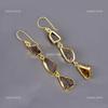 Smoky Quartz Gemstone Electroformed Drop Dangle New Earrings Jewelry Gold Plated V-114