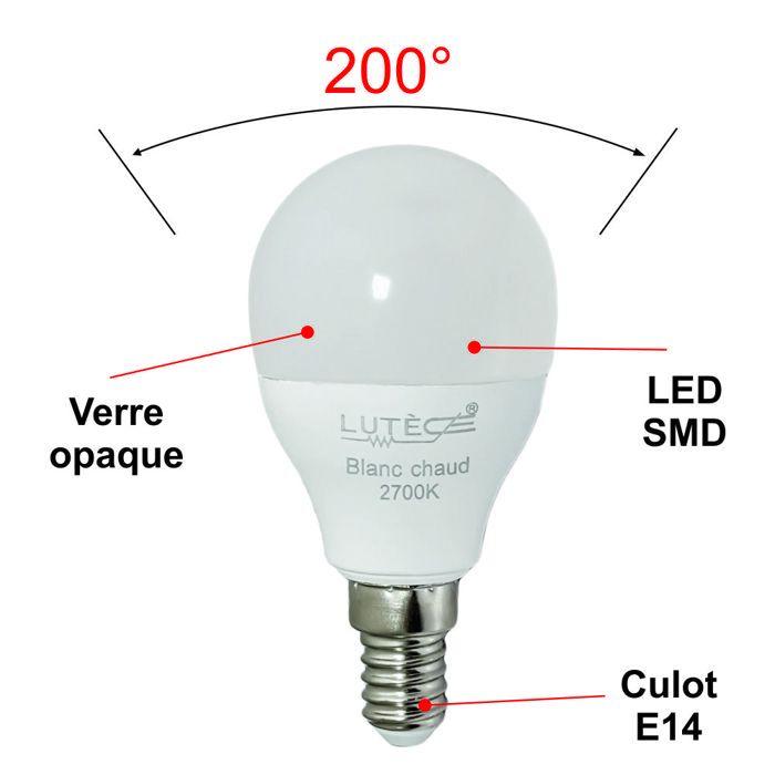 Lot de 2 ampoules LED E14 7,3W 806Lm 2700K - garantie 5 ans