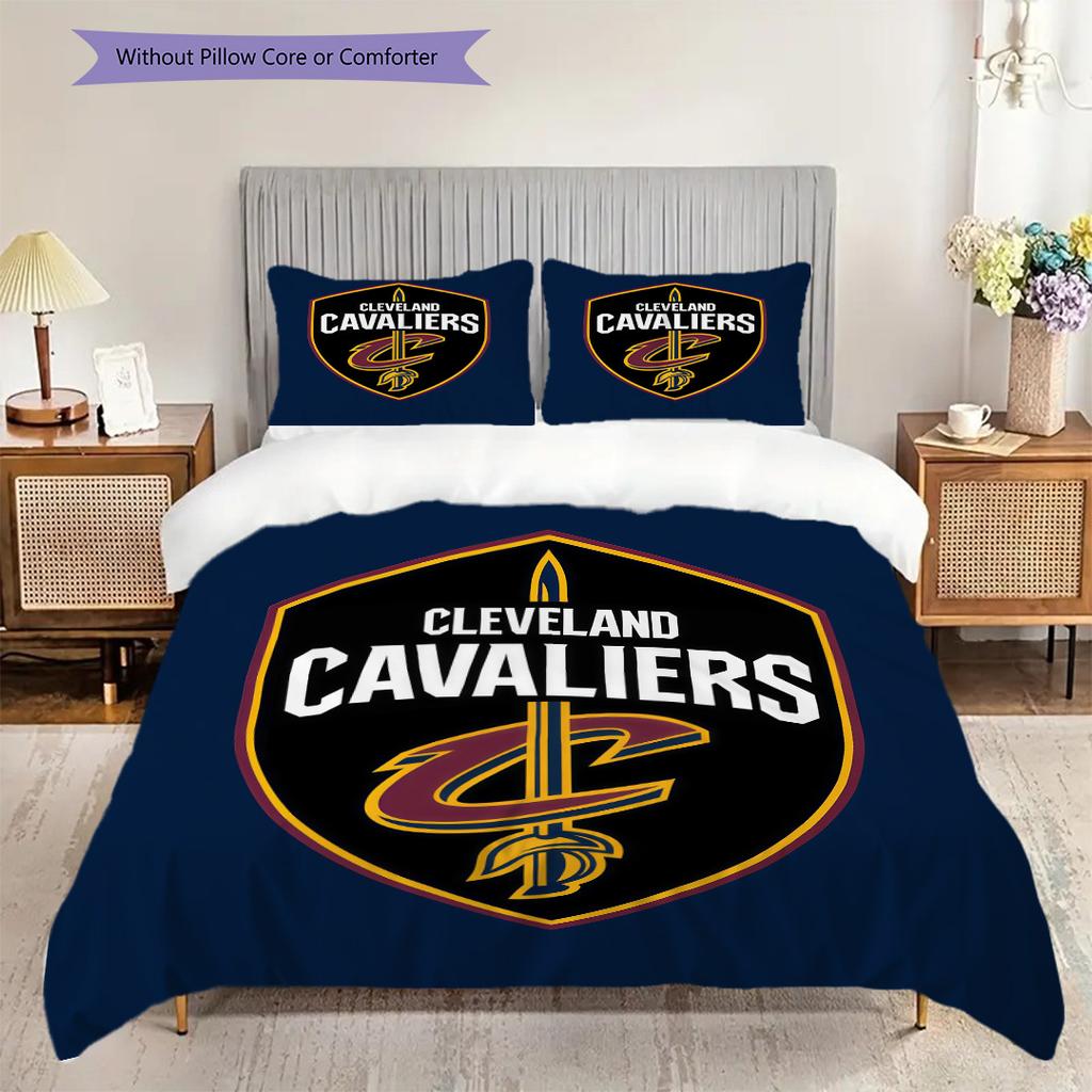 Cleveland Cavaliers Logo Bedding(1 * Duvet Cover + 2 * Pillowcase, Without Core) Soft and Comfortable Christmas Birthday Gift