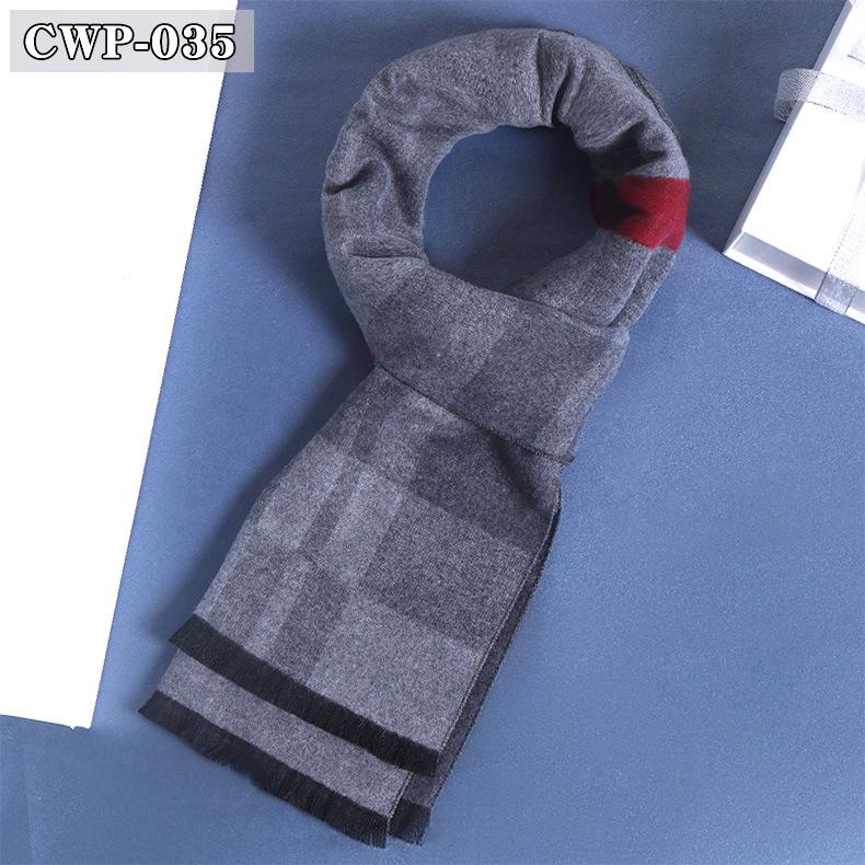 2025 Winter Men's Black Grey Plaid Imitation Cashmere Scarf