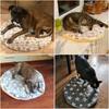 Tapis de lit pour chat en peluche Rond Lit pour animaux de compagnie pour chats Petits chiens Tapis de couchage doux en polaire pour animaux de compagnie Nid pour chaton chiot Coussin pour animaux de compagnie Accessoires pour chat