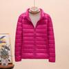 Autumn and winter light down jacket women's stand-up collar short white duck down fashion slim and light jacket large size winter clothing