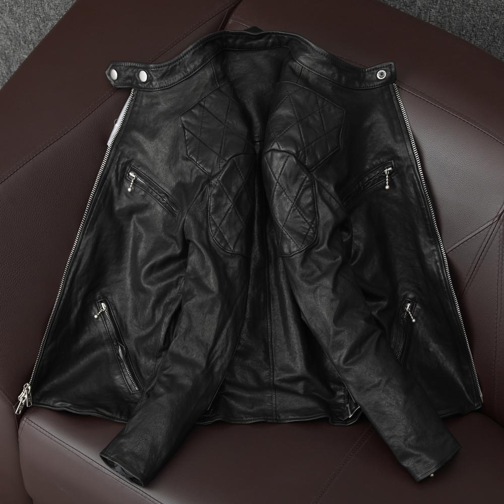 Korean Style New Trend Soft Lambskin Genuine Leather Jacket Men Slim Fit Biker Short Coat