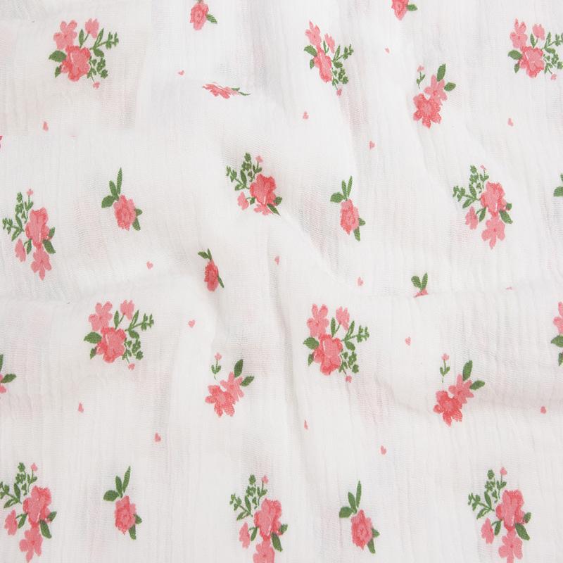 135x100cm Small Floral Double Gauze Cotton Sewing Texture Crepe Fabric, Making Home Wear Pajamas Cloth