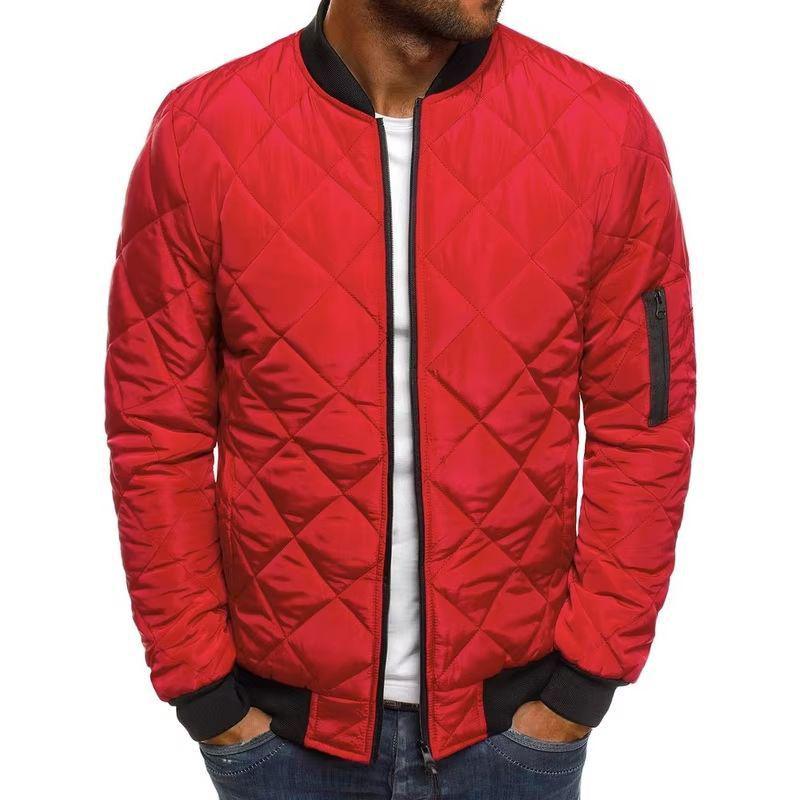 

Мужская хлопковая куртка с воротником-стойкой для зимы 2026 года - Короткое пальто S красный