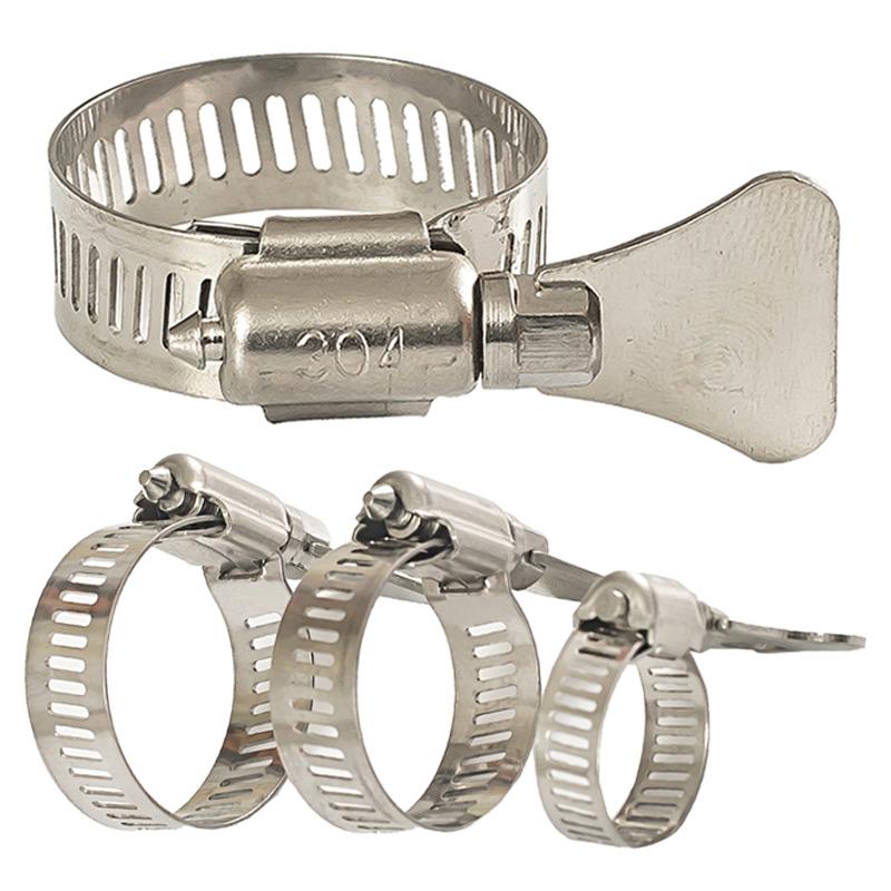 304 Stainless Steel Water Pipe Clamp Trachea Clamp Fixed Locking Clamp with Handle Throat Hoop Hand Twist Pipe Hoop Oil Pipe