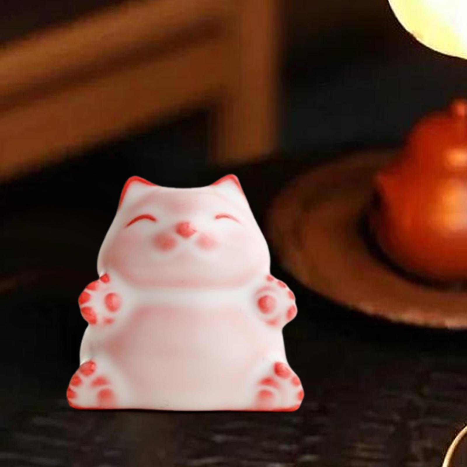 

Керамическая фигурка кошки Чайный питомец Фэн-шуй Подарочный набор Ремесла Украшение Животное для рабочего стола