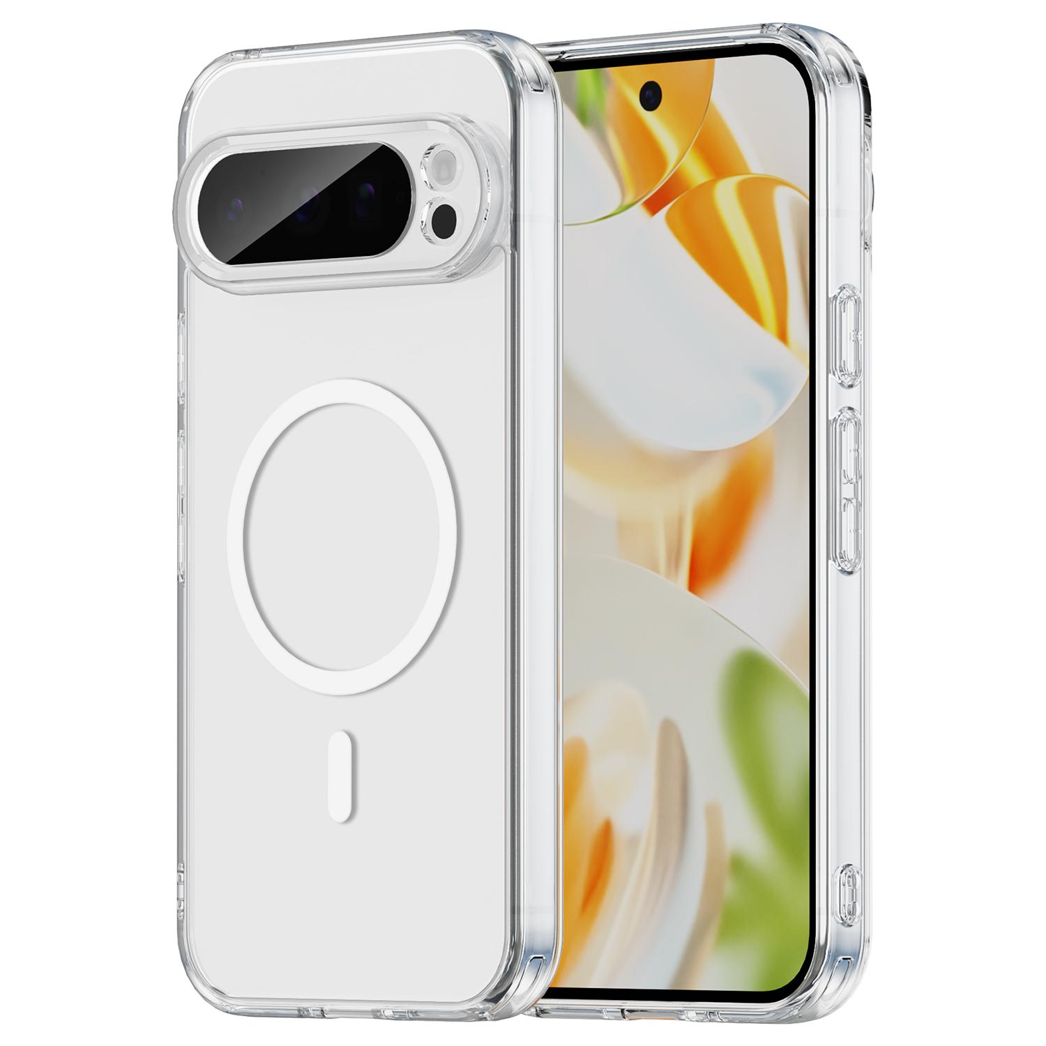 

For Google Pixel 9 Pro Phone Case, Magnetic Shockproof Transparent Cover for Google Pixel 9 Pro белый