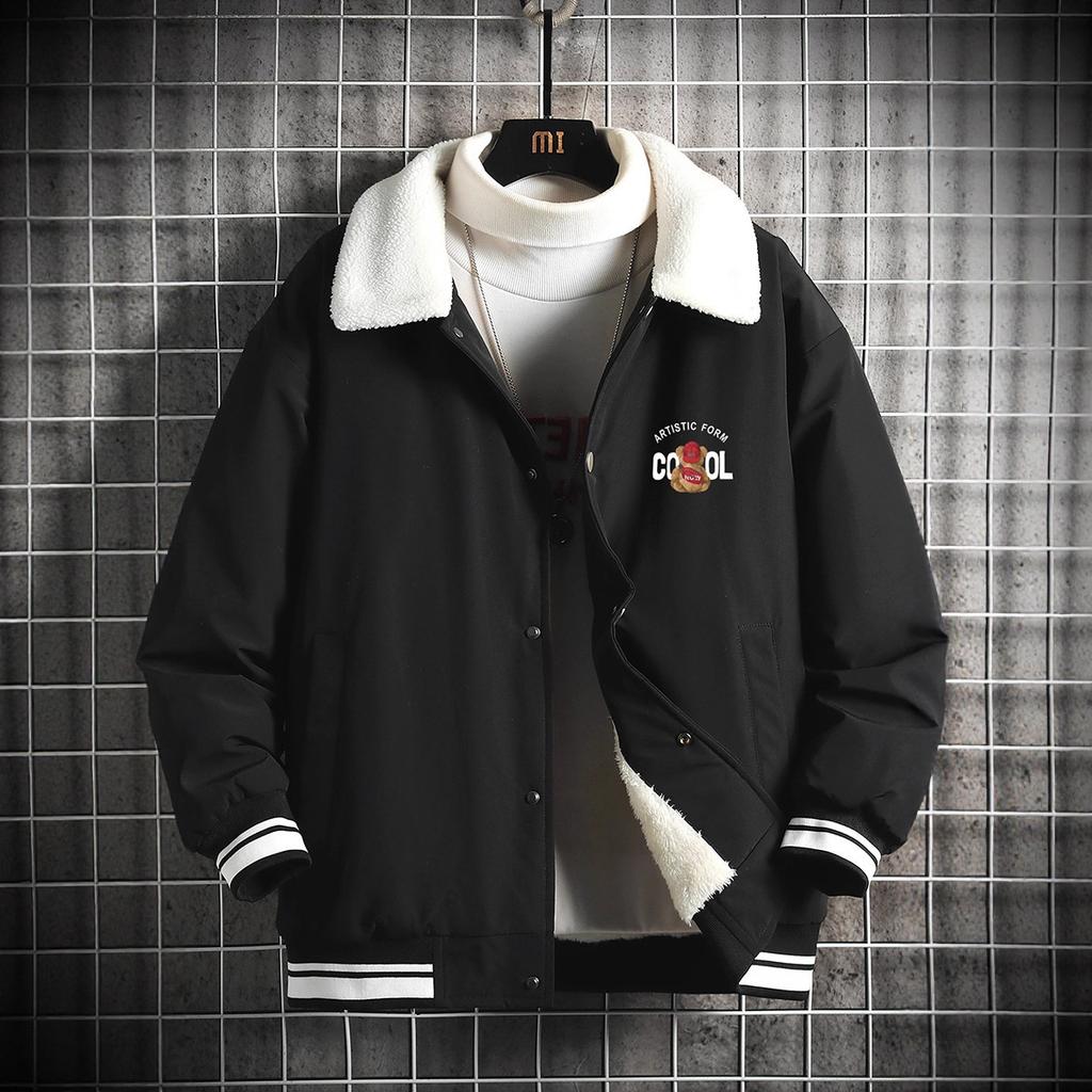 Thick Cotton Jacket with Added Fleece for Winter Wear and Cold Proof Top for Men. Thick Cotton Jacket with Added Fleece and Collar