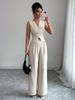 Women's Tie-Design Vest & Straight-Leg Pants Set