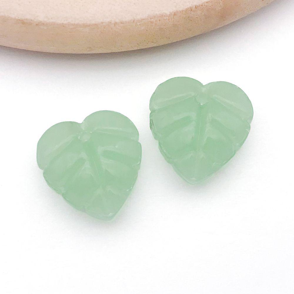 Set of 20 Green Transparent Faux Glass Leaf Pendants for DIY Bracelets, Necklaces, and Video Accessories.