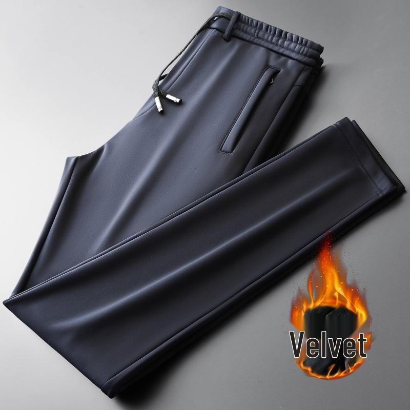 Men's Winter Casual Fleece-Lined Elastic Waist Straight Leg Sweatpants