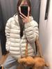 2024 Women's Lightweight Ribbed Down Jacket: Short, Thickened White Duck Down, Casual Sporty Hooded Winter Outerwear