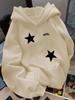 Unisex White Star Letter Sports Hoodie Simple Star Print Navy Blue Oversized Pullover Streetwear Sweatshirt Spring Autumn