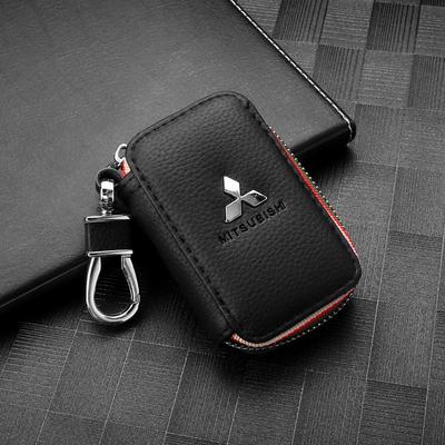 Leather Car Key Cover Storage Case Shell Wallet Auto Accessories For Asx Lancer Pajero 4 Outlander 3 L200 Ex10 Colt