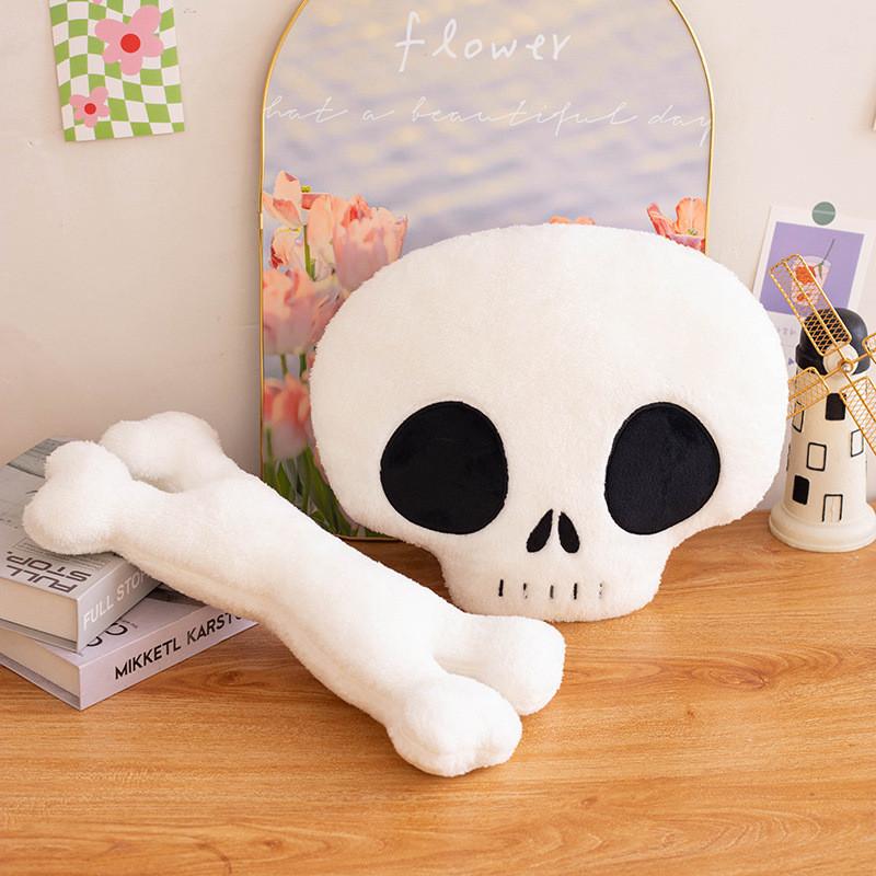 Halloween Crossbones Skull Plush Toy Stuffed Animal Doll Home Gifts Decoration