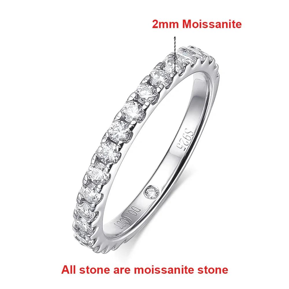 Full Moissanite Bridal Rings Set With D Color Diamond Engagement Ring 925 Silver Wedding Band For Women 7.5&Full Moissanite